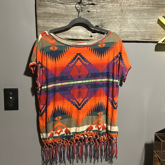 Vintage Denim & Supply Ralph Lauren Southwestern fringe Aztec shirt - Picture 1 of 10